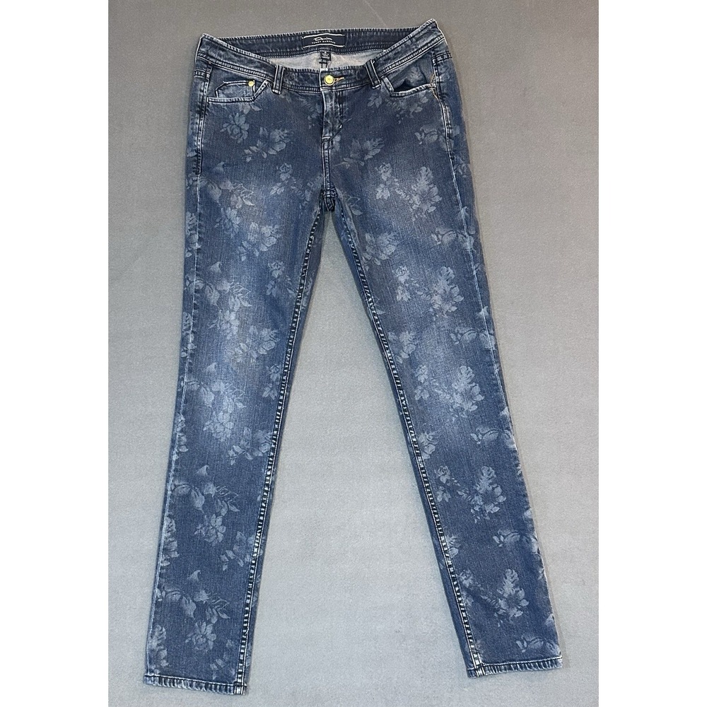 Tommy Bahama Jeans Skinny Women Blue Denim Floral Low Rise Medium Wash Size 8
